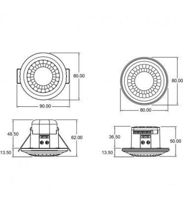 Détecteur présence encastré plafond 360° 1 contact