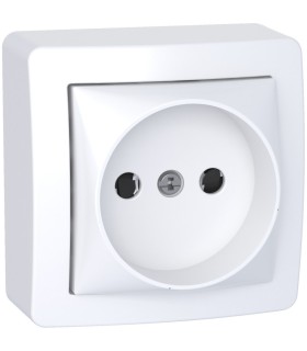Alréa, prise 2P connexion rapide avec cadre saillie, blanc polaire