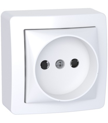 Alréa, prise 2P connexion rapide avec cadre saillie, blanc polaire