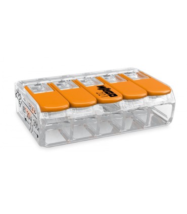 Lot de 25 bornes Wago 5x4 mm, fil souple ou rigide