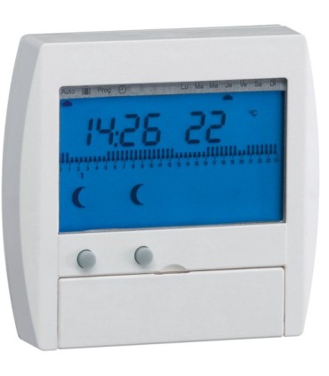 Programmateur digital semi-encastré chauffage électrique avec fil pilote 2 zones 7j