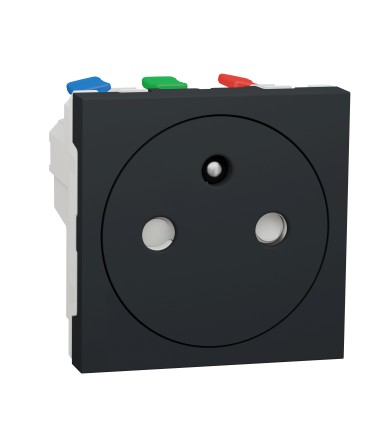 Unica prise 2P+T affleurant - raccord rapide - Anthra - méca seul