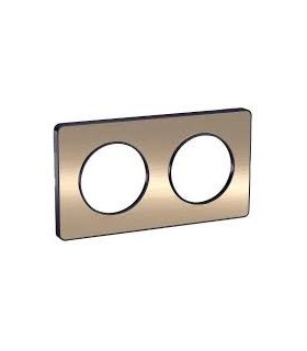 Plaque Odace Touch, Bronze brossé liseré Anthracite 2 postes horiz./vert. 71mm