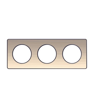 Plaque Odace Touch, Bronze brossé liseré Anthracite 3 postes horiz./vert. 71mm