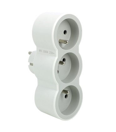 Multiprise 3 prises frontales avec terre