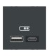 Unica chargeur USB double 5Vcc 2,4A type A+C anthracite - méca seul