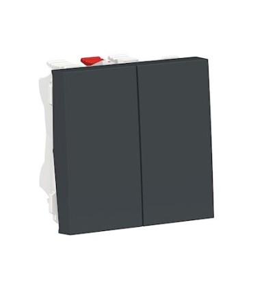 Unica double va-et-vient 10A connexion rapide - 2 modules - Anthracite - mécanisme seul