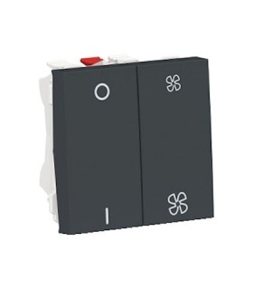 Unica commande VMC ON/OFF + 2 vitesses - 10A - Anthracite - mécanisme seul