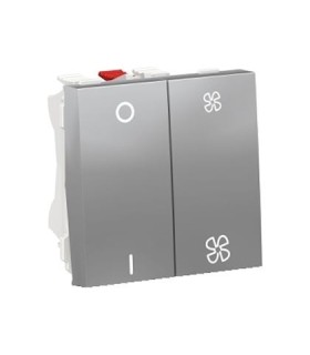 Unica commande VMC ON/OFF + 2 vitesses - 10A - 2 mod - Alu  mécanisme seul
