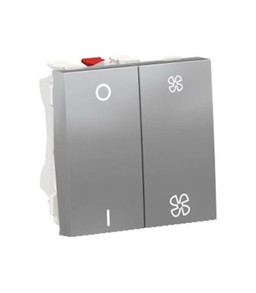 Unica commande VMC ON/OFF + 2 vitesses - 10A - 2 mod - Alu  mécanisme seul