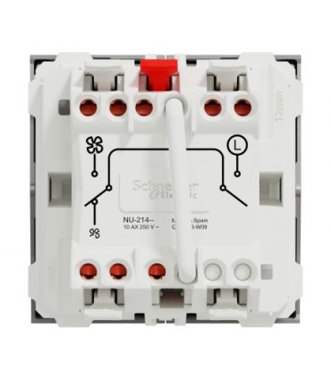 Unica commande VMC ON/OFF + 2 vitesses - 10A - 2 mod - Alu  mécanisme seul