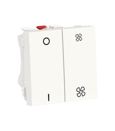 Unica commande VMC ON/OFF + 2 vitesses - 10A - 2 mod - Blanc mécanisme seul