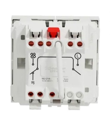 Unica commande VMC ON/OFF + 2 vitesses - 10A - 2 mod - Blanc mécanisme seul