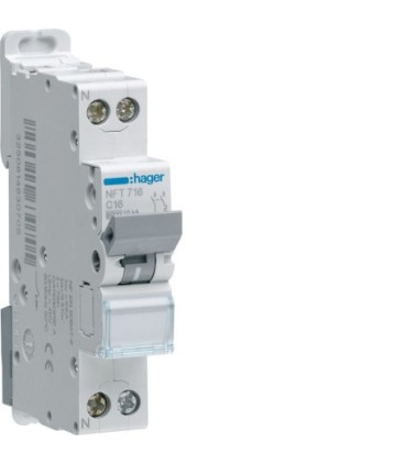Disjoncteur 1P+N 4.5-6kA courbe C - 16A 1 module
