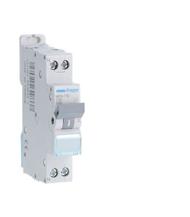 Disjoncteur 1P+N 4.5-6kA courbe C - 10A 1 module