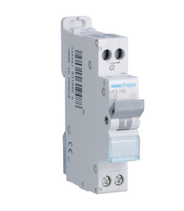 Disjoncteur 25A 1P+N 6-10kA courbe C - 1 module