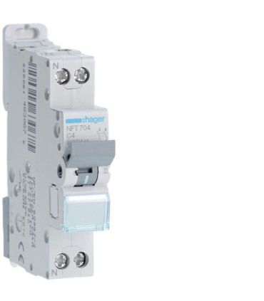 Disjoncteur 4A 1P+N 6-10kA courbe C - 1 module