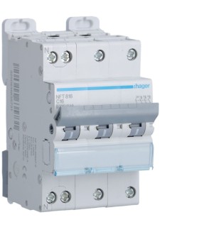 Disjoncteur 16A 3P+N 6-10kA courbe C -  3 modules