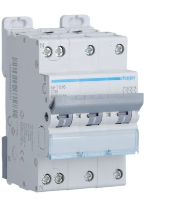 Disjoncteur 16A 3P+N 6-10kA courbe C -  3 modules