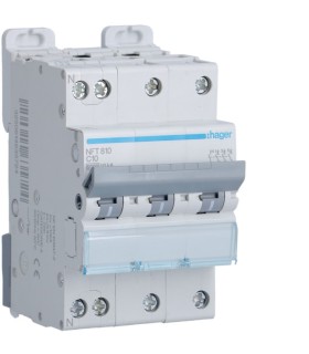 Disjoncteur 10A 3P+N 6-10kA courbe C - 3 modules