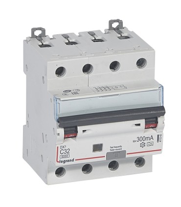 Disjoncteur différentiel 32A DX³ 6000 -vis/vis- 4P 400V~ type A 300mA-10 kA- courbe C - 4 modules