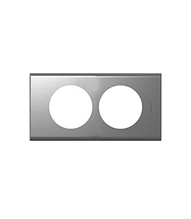 PLAQUE MATIERE 2 POSTES 57MM INOX BROSSE - Legrand