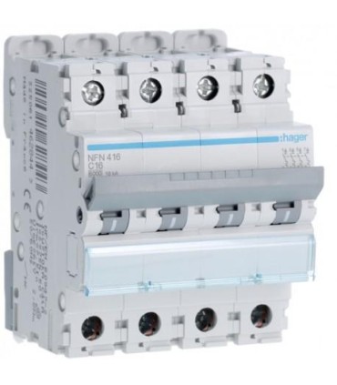 Disjoncteur 4P 6-10kA C-16A 4m