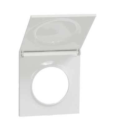 Plaque  avec couvercle intégré Odace Styl Pratic pour prise Blanc 1 Poste