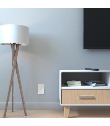 Plaque  avec couvercle intégré Odace Styl Pratic pour prise Blanc 1 Poste