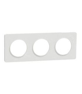 Plaque Schneider Odace Touch 3 Postes entraxe 71mm Blanc Mat
