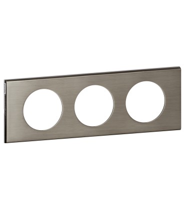 PLAQUE 3 POSTES INOX BROSSE - Legrand