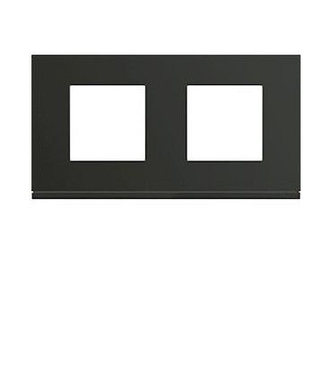 Plaque Gallery 2 postes horizontale entraxe 71mm night Noir