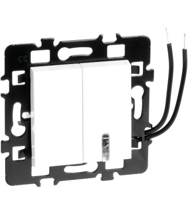 Double Poussoir avec et sans voyant bleu Eur'ohm Esprit