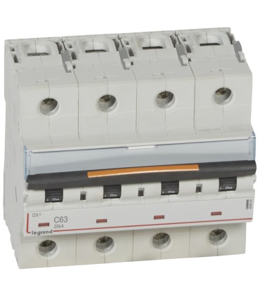 Disjoncteur DX³-vis/vis-4P-400V~-63A-25kA-courbe C - 6 modules