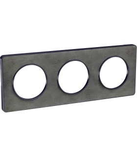 Plaque Odace Touch, Ardoise avec liseré Anthracite 3 postes horiz/vert. entraxe 71mm