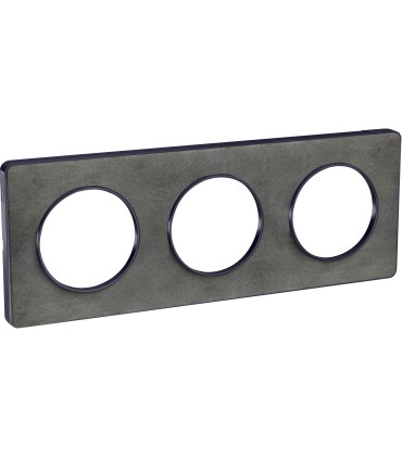Plaque Odace Touch, Ardoise avec liseré Anthracite 3 postes horiz/vert. entraxe 71mm