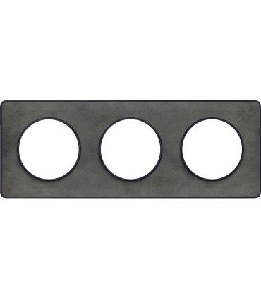 Plaque Odace Touch, Ardoise avec liseré Anthracite 3 postes horiz/vert. entraxe 71mm