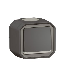 Poussoir NO lumineux Plexo complet saillie anthracite / Legrand