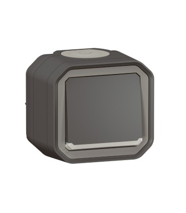 Poussoir NO lumineux Plexo complet saillie anthracite / Legrand