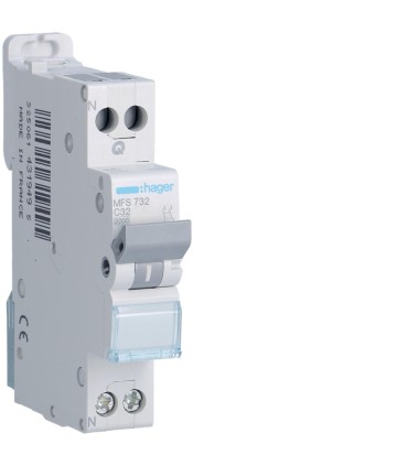 Disjoncteur 1P+N 6-10kA D-32A 1m