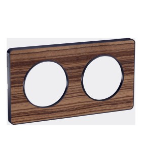 Plaque Odace Touch, Bois Zebrano liseré Anthracite 2 postes horiz/vert entraxe 71mm