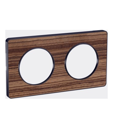 Plaque Odace Touch, Bois Zebrano liseré Anthracite 2 postes horiz/vert entraxe 71mm