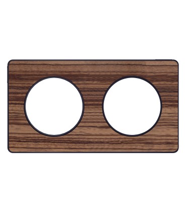 Plaque Odace Touch, Bois Zebrano liseré Anthracite 2 postes horiz/vert entraxe 71mm