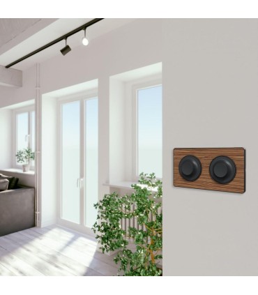 Plaque Odace Touch, Bois Zebrano liseré Anthracite 2 postes horiz/vert entraxe 71mm