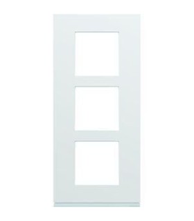 Plaque Gallery 3 postes verticale 57mm BLANC pur