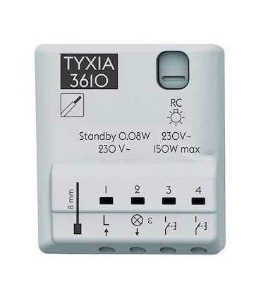Récepteur éclairage micromodule filaire 1 voie ON/OFF - Sans neutre Tyxia 3610