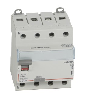 Interrupteur différentiel DX³-ID 40A - type A - 30mA- vis/vis - 4P- 400V~ départ bas - 4M