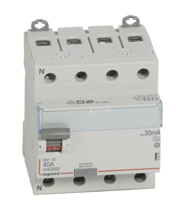 Interrupteur différentiel DX³-ID 40A - type A - 30mA- vis/vis - 4P- 400V~ départ bas - 4M