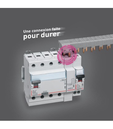 Inter différentiel DX³-ID - 63A - type AC - 30mA - 4P- 400V~ vis/vis - départ bas - 4 m
