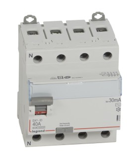 Inter diff DX³-ID 40A type AC - 30mA - 4P- 400V~ départ bas vis- 4M